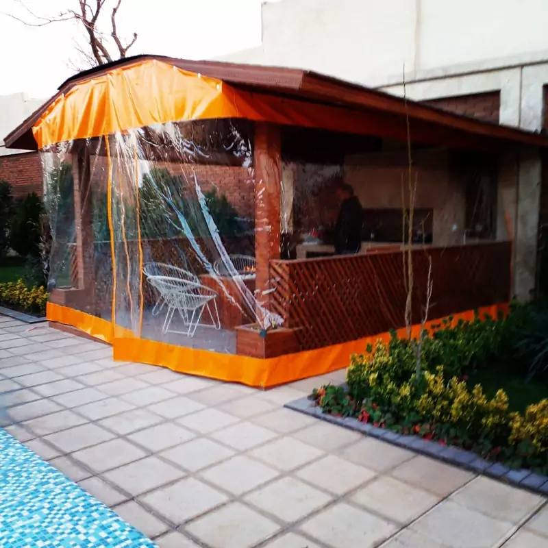 پرده سلفونی آلاچیق با برزنت کپی