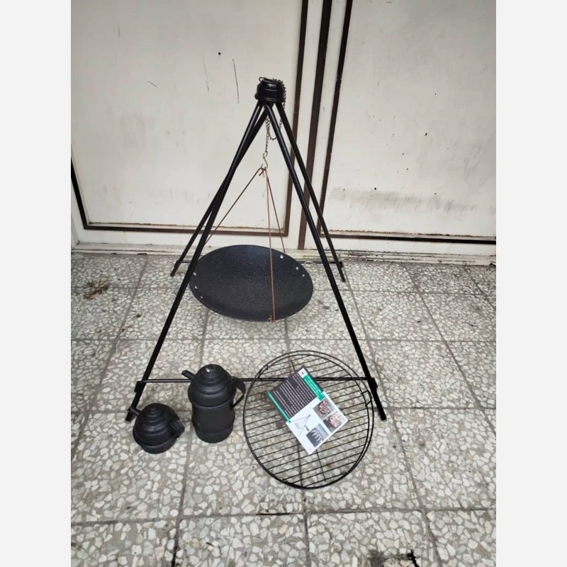 پک منقل سرخ پوستی شامل ساج توری گریل و کتری قوری شامورتی