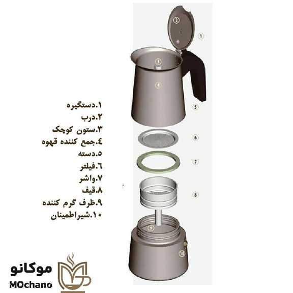 موکاپات 4 کاپ استیل ایتالیایی-قهوه جوش-اسپرسوساز دستی