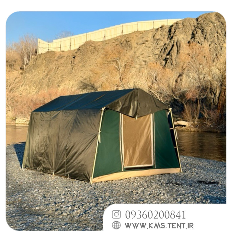 چادر کمپینگ 12 نفره سایز 3×4 سبز چادر مسافرتی چهار فصل ضدآب با سایبان پلاس حرفهای