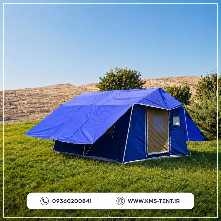 چادر کمپینگ 12 نفره سایز 3×4 آبی چادر مسافرتی چهار فصل ضدآب با سایبان پلاس حرفهای