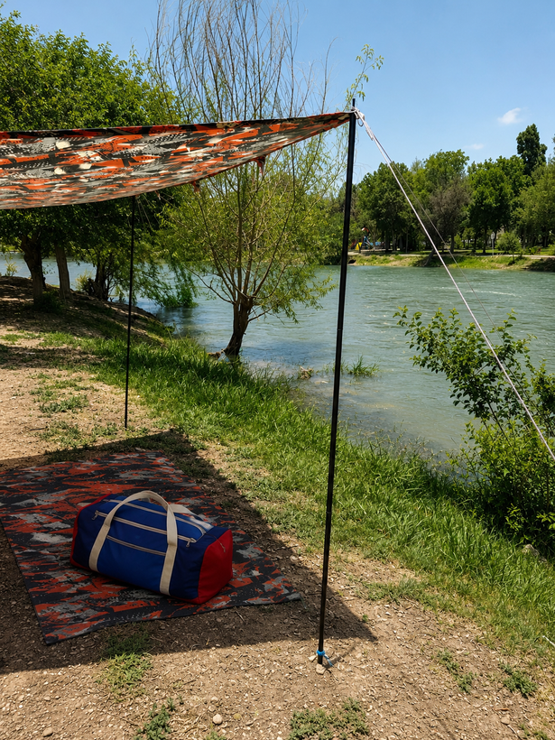 سایبان کنار خودرو ضدآب و ضدآفتاب پرتابل 2 پایه (سواری سدان)