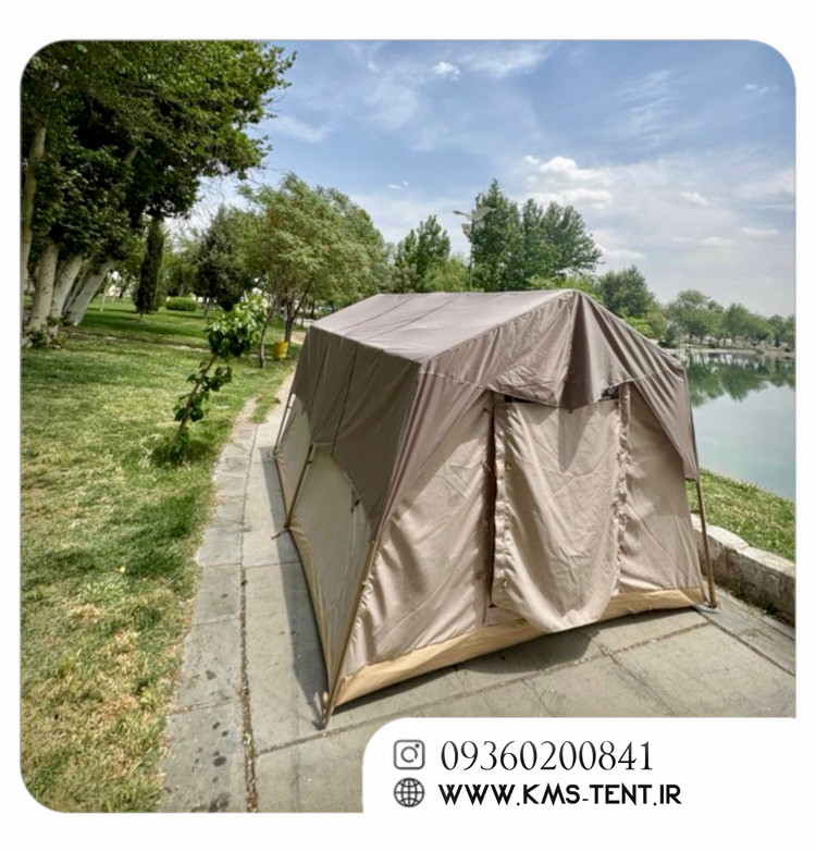 چادر کمپینگ 12 نفره سایز 3×4 کرمی نسکافهای چادر مسافرتی چهار فصل ضدآب دوپوش (پوش عادی)
