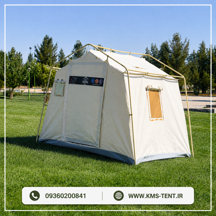 چادر کمپینگ سفید برزنت پنبه ای گلشن پاکستانی برند سایز 2×3 چادر مسافرتی چهار فصل ضدآب سایباندار
