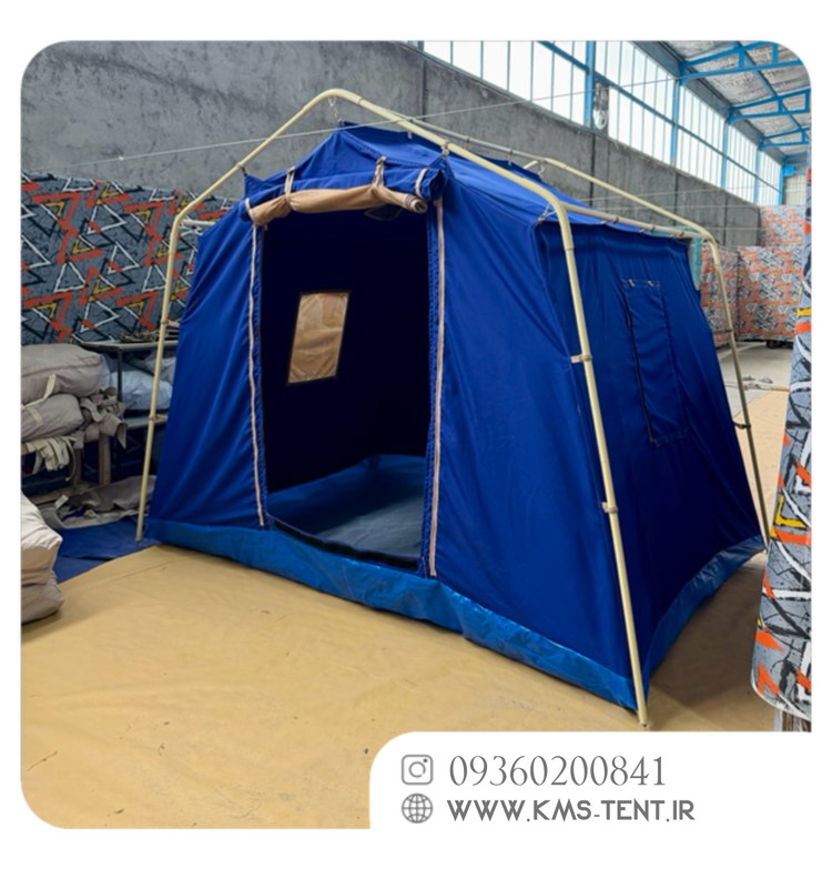 چادر کمپینگ 5 نفره سایز 2×3 آبی همراه پوش دوم چادر مسافرتی چهار فصل ضدآب