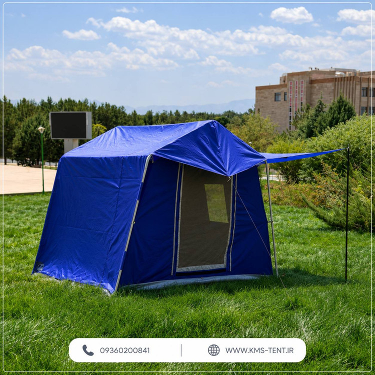 چادر کمپینگ 5 نفره سایز 2×3 آبی چادر مسافرتی چهار فصل ضدآب سایباندار