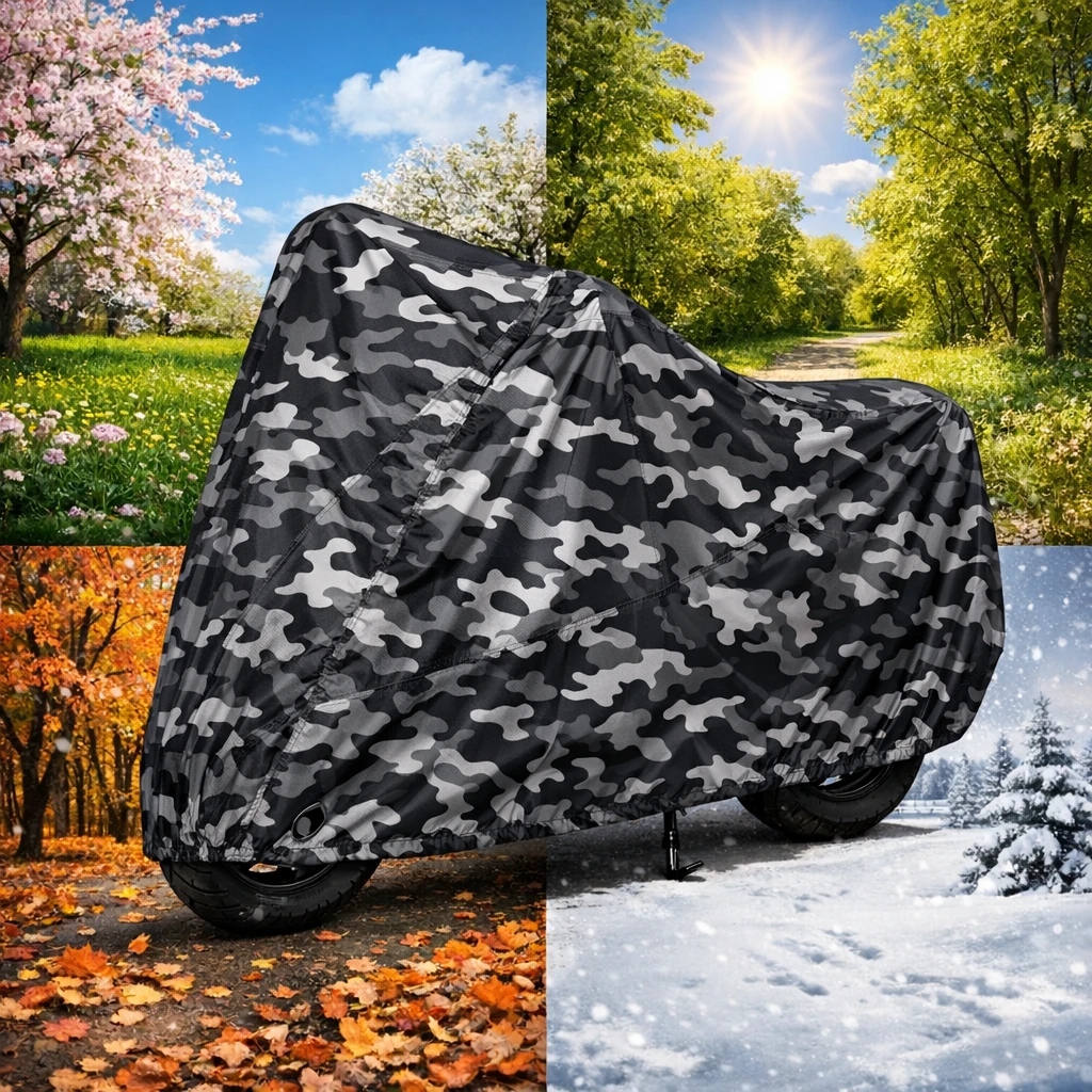 کاور موتور سیکلت ایساتیس طرح چریکی ( ارتشی یا پلنگی )(چهار فصل ، ضد آب و مقاوم به آفتاب) مناسب موتور سیکلت موتور سیکلت S