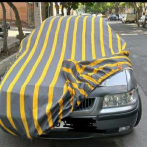 چادر ماشین نخی پشت کرکی مخصوص بی ام و ایکس فور ( BMW X4 ) (داخل پنبه ای، ضد خش و مقاوم به آفتاب)(زمینه سفید)