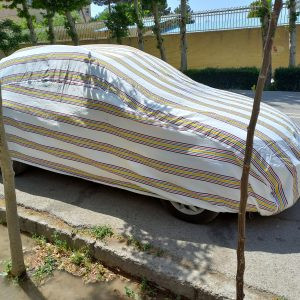 چادر ماشین نخی پشت کرکی مخصوص پژو پارس تی یو فایو ( TU5 )(داخل پنبه ای، ضد خش و مقاوم به آفتاب)(زمینه سفید)