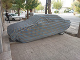 چادر ماشین نخی پشت کرکی مخصوص فیدلیتی پرایم و پرستیژ (داخل پنبه ای، ضد خش و مقاوم به آفتاب)(زمینه سفید)