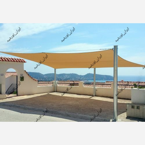 سایبان 95 درصد کرم بژ (ابعاد 6در4) دوردوزی شده و حلقه دار